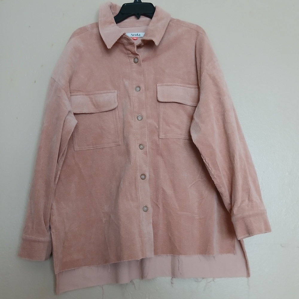 Women's Arula Pink Corduroy Shirt Jacket Shacket Western Boho Cowgirl